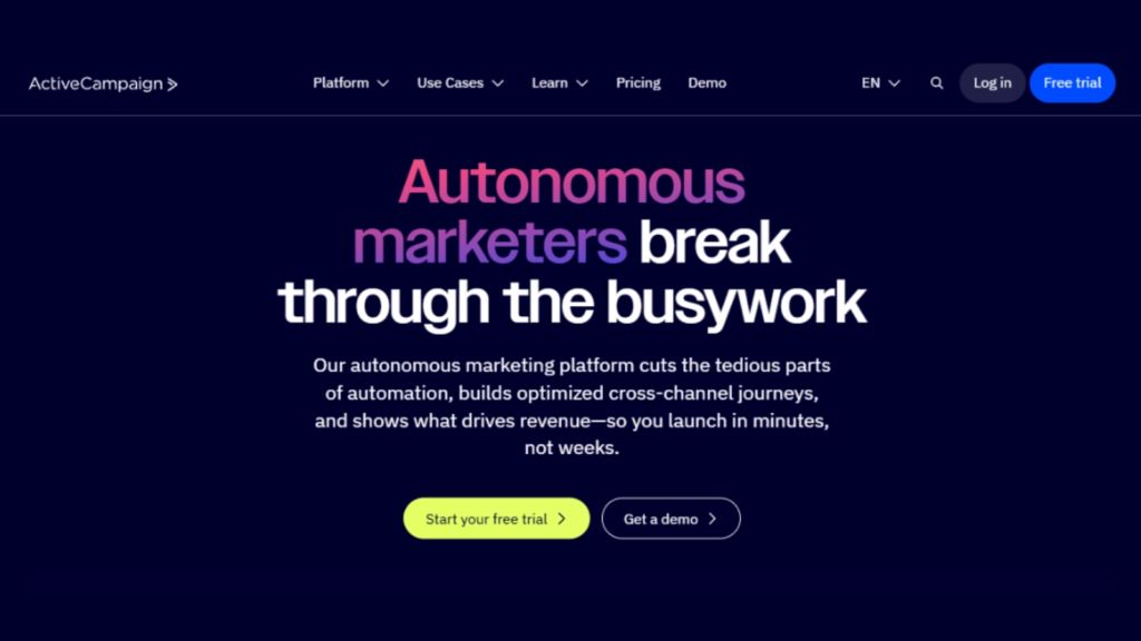ActiveCampaign dashboard showcasing advanced email automation workflows and CRM features, part of the 10 Best Email Marketing Tools for affiliate marketers.