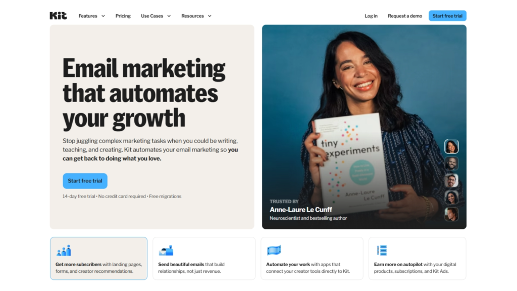 ConvertKit email marketing for creators, coaches, and digital product affiliates. Easy automation, tag-based segmentation, and integrations with Gumroad, Teachable, Podia, and Stripe.