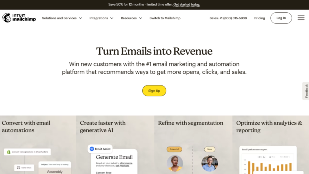 Mailchimp email marketing platform for businesses and creators. Features automation, audience segmentation, landing pages, and analytics.